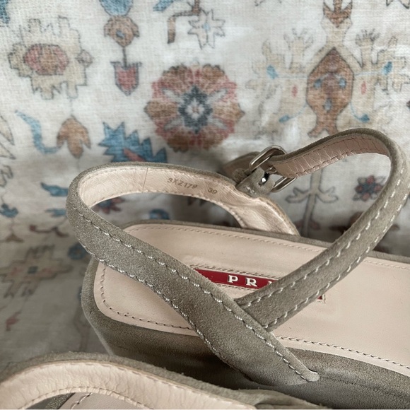 Prada Beige Suede Medium Platform Sandals - Picture 3 of 10